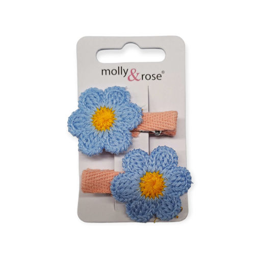 Picture of MOLLY&ROSE CROCHET STYLE FLOWER CLIPS X2 BLUE
